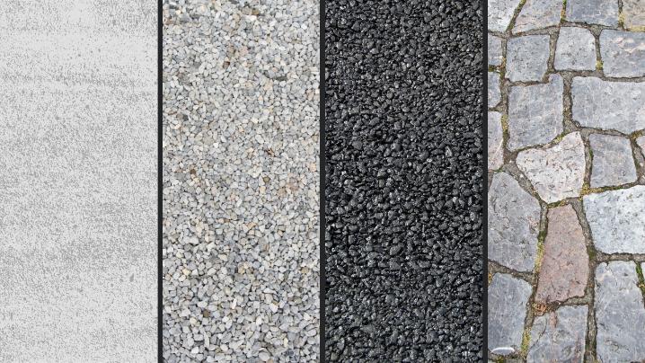 asphalte gravier pavé uni